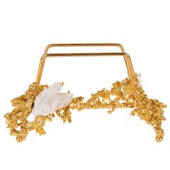 Luxe Letter Holder by Claude Boeltz in Gilded Bronze and Rock Crystal