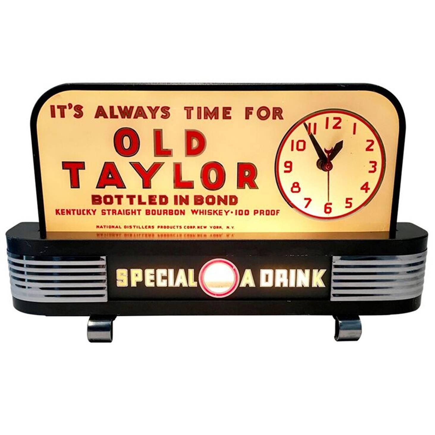1930s Bond & Lillard Old Taylor Whiskey Bar Topper - "Saturday Sale"