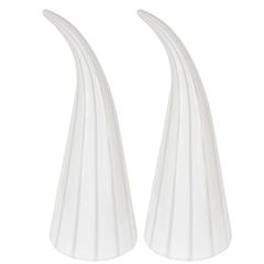 Pair of White and Clear Striped Murano Conical Table Lamps by Gino Vistosi