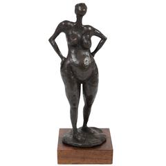 Bronze Figural Abstract Sculpture of a Nude Woman by E. Freeman