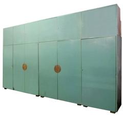 Bauhaus Built-In Wardrobe with Original Celadon Green Lacquer Finish, circa 1930