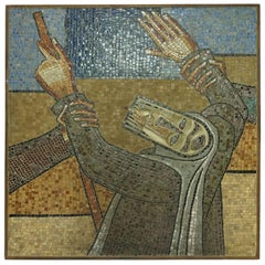 Unusual Judaica Venetian Mosaic Plaque of Moses
