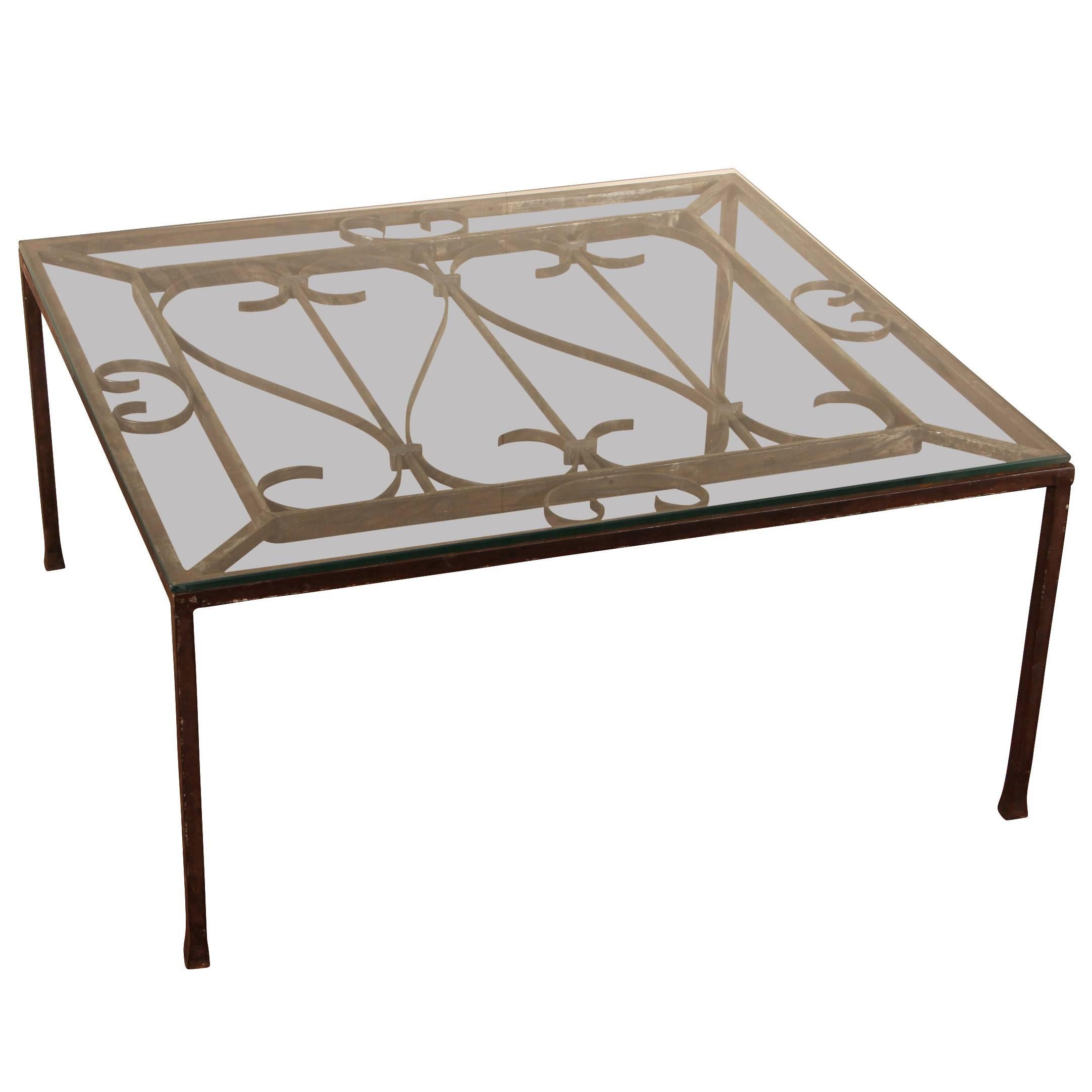 Antique Iron Architectural Element Mounted as Cocktail Table