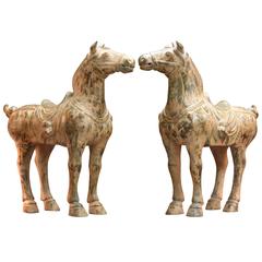 Fine Pair of Tang Style Horse Sculptures