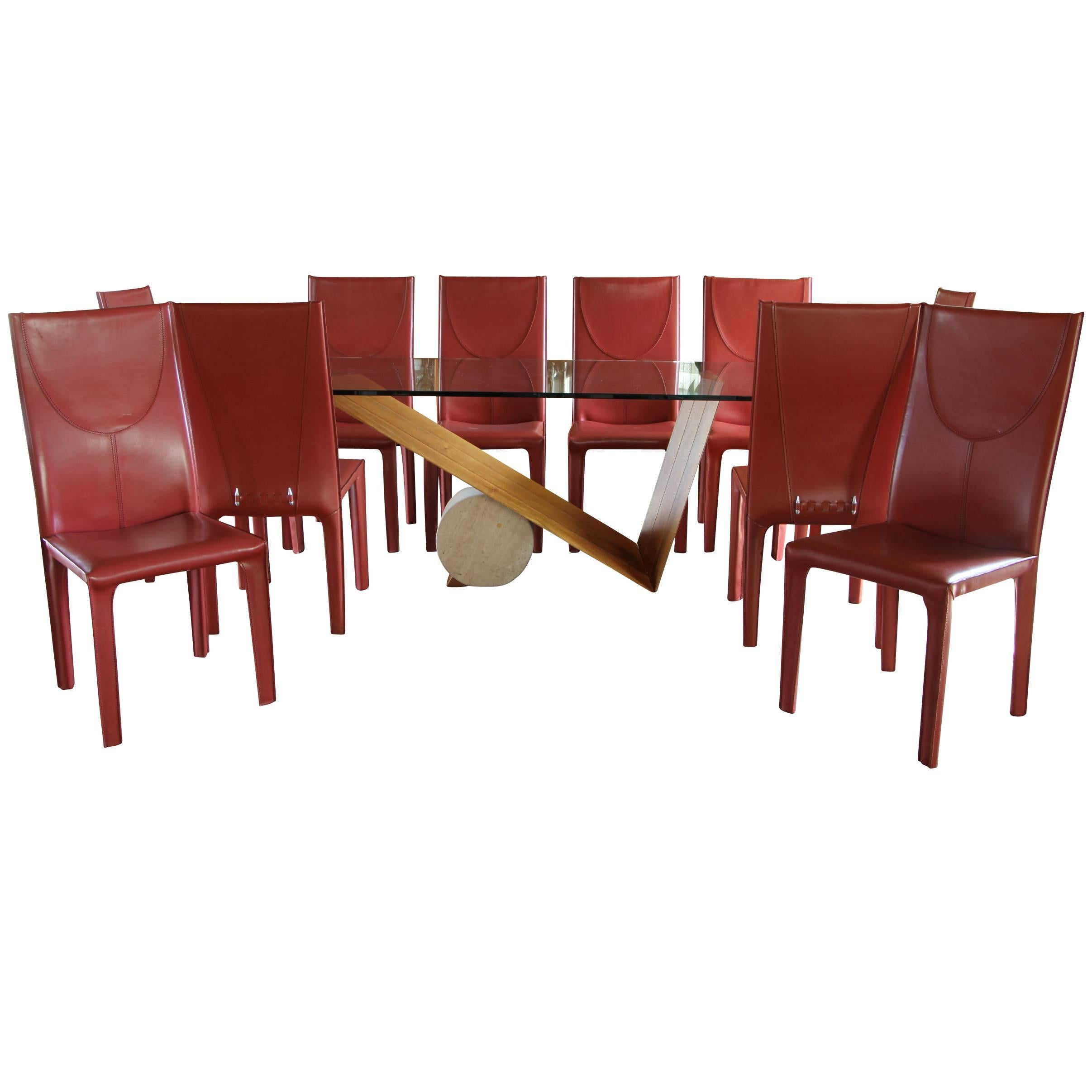 Cattelan Italia Dining Table with Ten Arper Leather Chairs