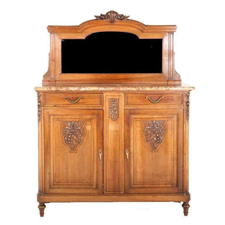 French Walnut Marble-Top Server Circa 1900