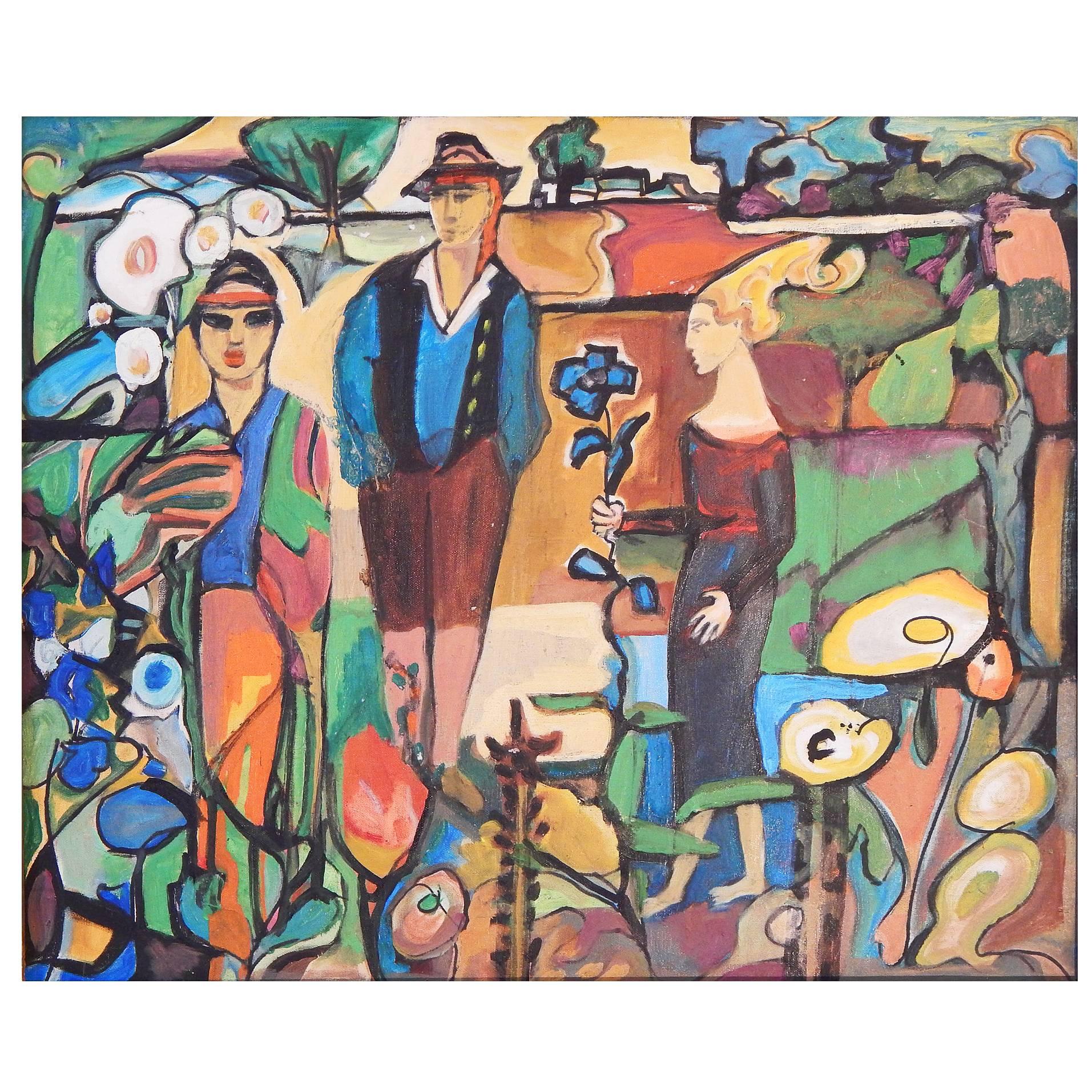 "Secessionist Scene in the Tyrol, " Brilliant Fauvist Painting, Austria For Sale