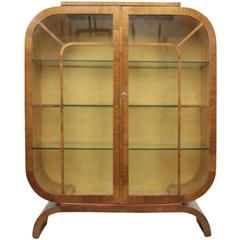 Art Deco Walnut Display Cabinet, circa 1930