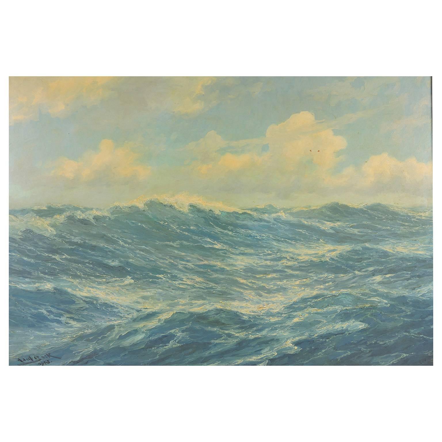 20th Century Adolf Bock German Seascape Oil