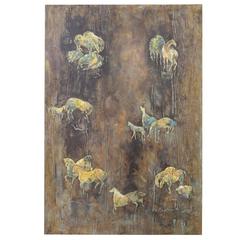 Philip and Kelvin LaVerne Horse Motif Wall Panel