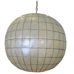Large Vintage Cadiz Shell and Brass Light