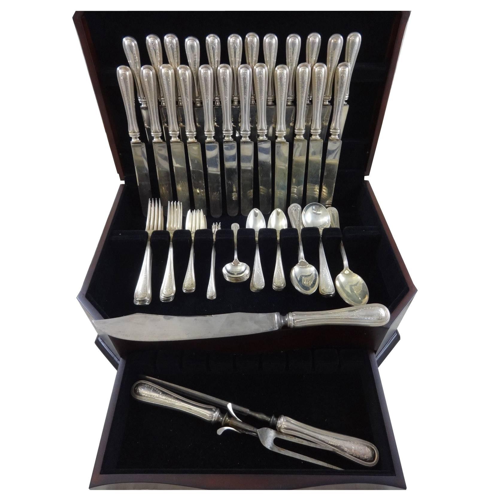 Commonwealth Engraved by Watson Sterling Silver Flatware Set 132 Pcs, Dated 1910