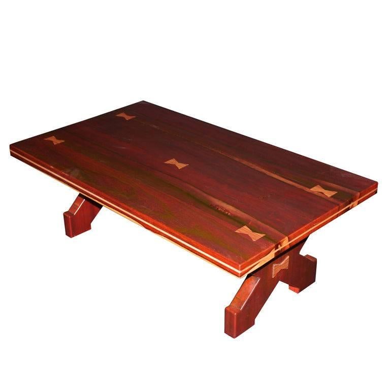 American Craftsman's Table of Exotic Woods with Great Form For Sale