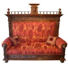 Antique, French, Gothic Revival Banquet Bench