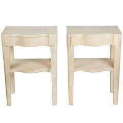 Pair of Exceptional Parchment Side Tables or Nightstands by Samuel Marx