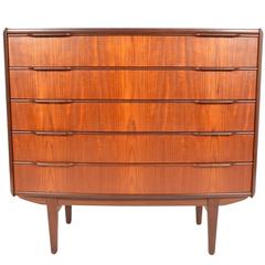 Vintage Danish Modern Bow Front Teak Dresser