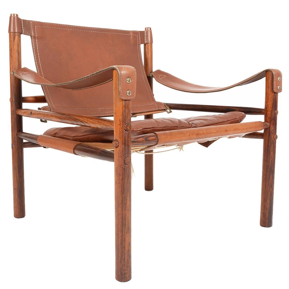 Arne Norell Safari Chair in Rosewood and Leather