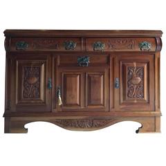 Antique Sideboard Credenza Mahogany Buffet Dresser Edwardian Art Nouveau