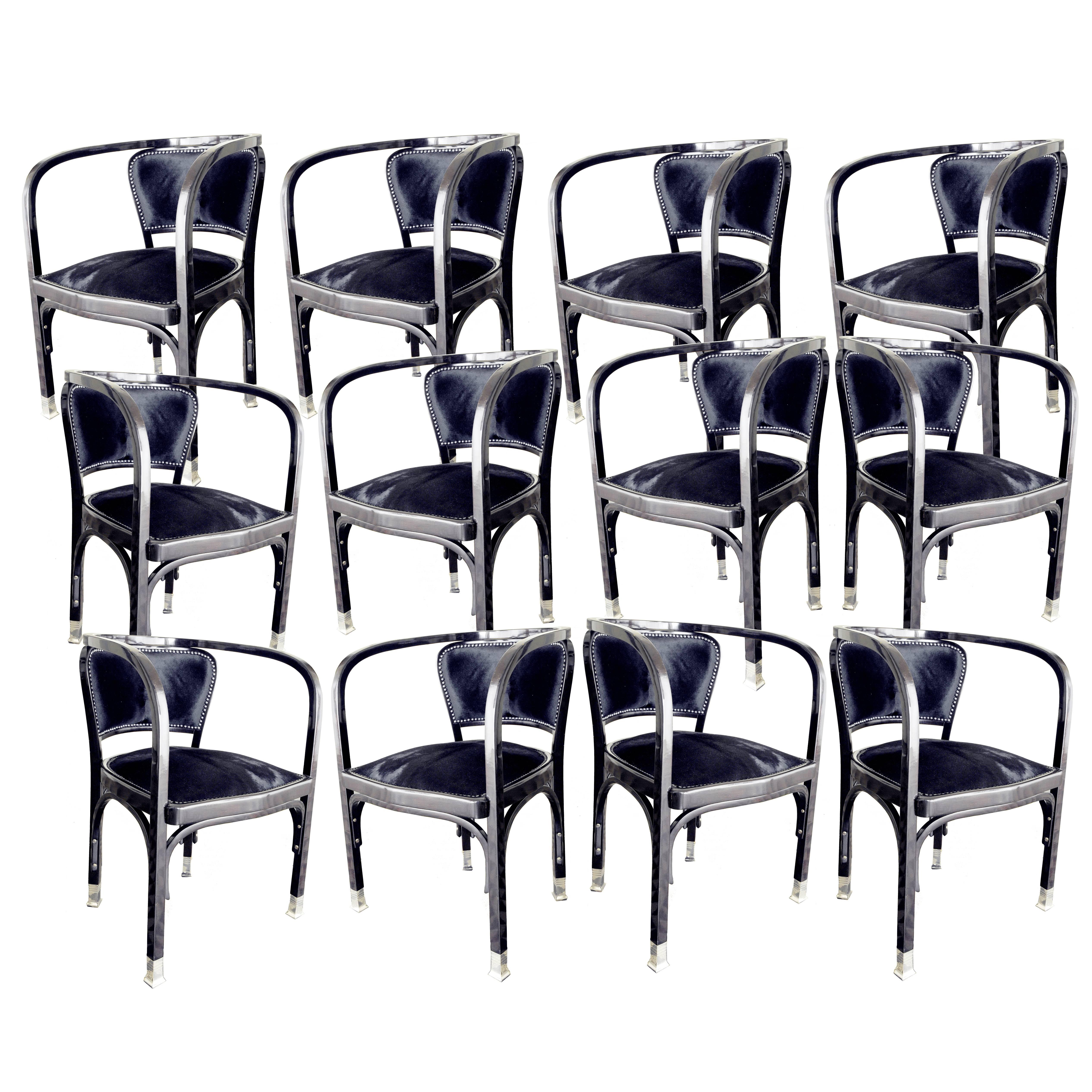 Great set of 12 Armchairs Designed by Gustav Siegel, 1900s