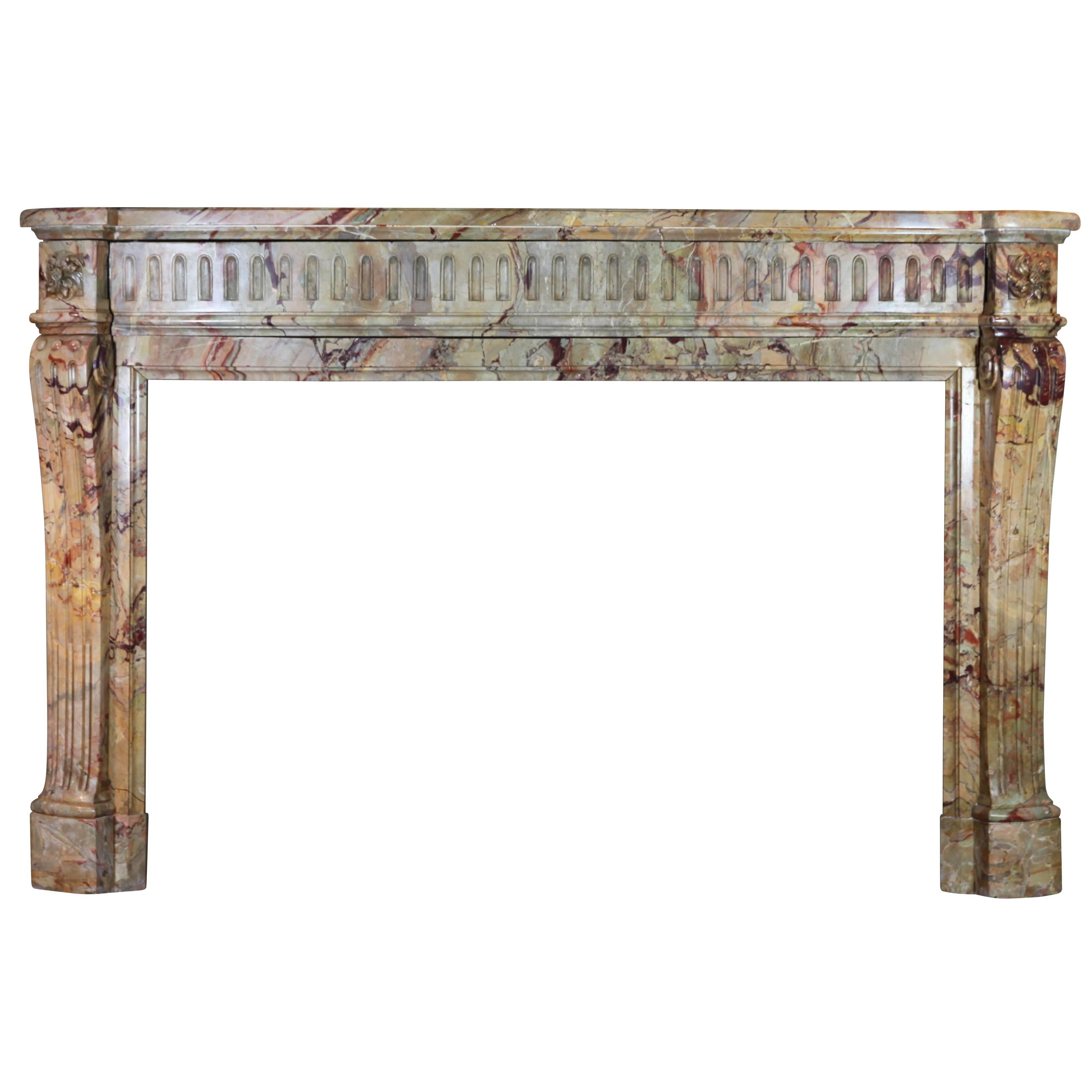 19th Century Original Louis XVI Style Marble Fireplace Mantel For Sale