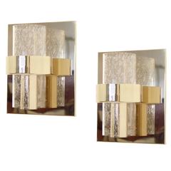 Vintage Pair of Mid-Century Wall Lights in Brass by Jonas Hidle, 1970s
