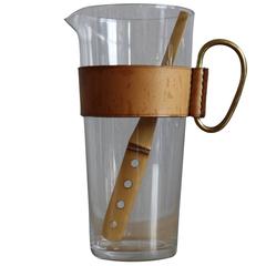 Carl Auböck Glass Pitcher with Leather Collar