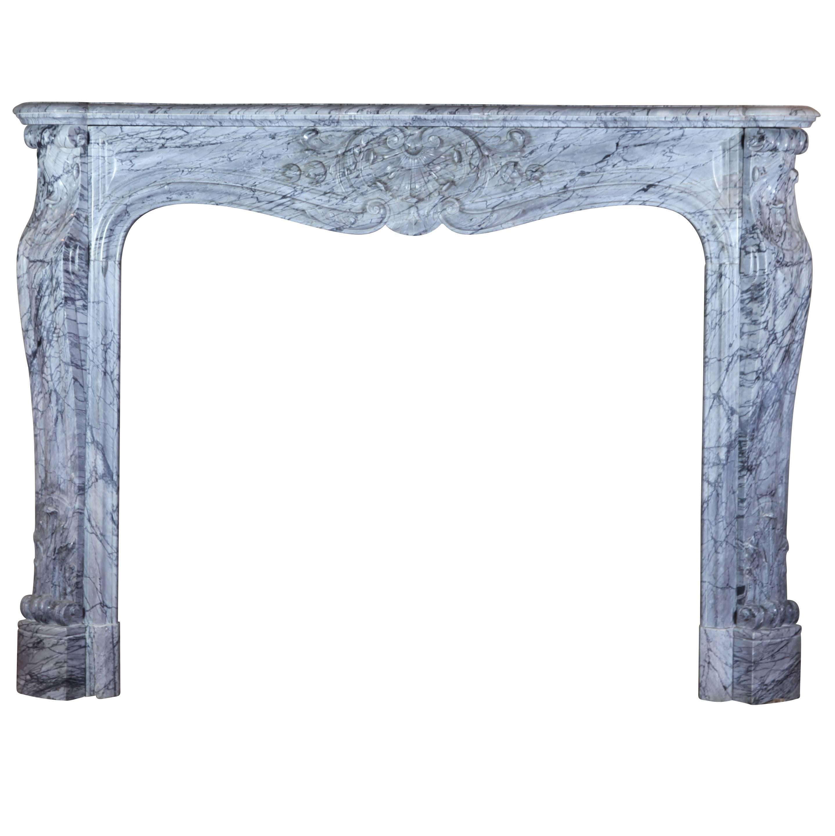 19th Century Bleu Turquin Original Antique Fireplace Mantel For Sale