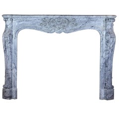 19th Century Bleu Turquin Original Vintage Fireplace Mantel