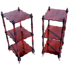 Antique 19th Century Mahogany Pair of Whatnots or Ètagerè 8