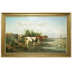 Coastal Landscape, Oil on Canvas Antique Coastal Landscape, Oil on Canvas