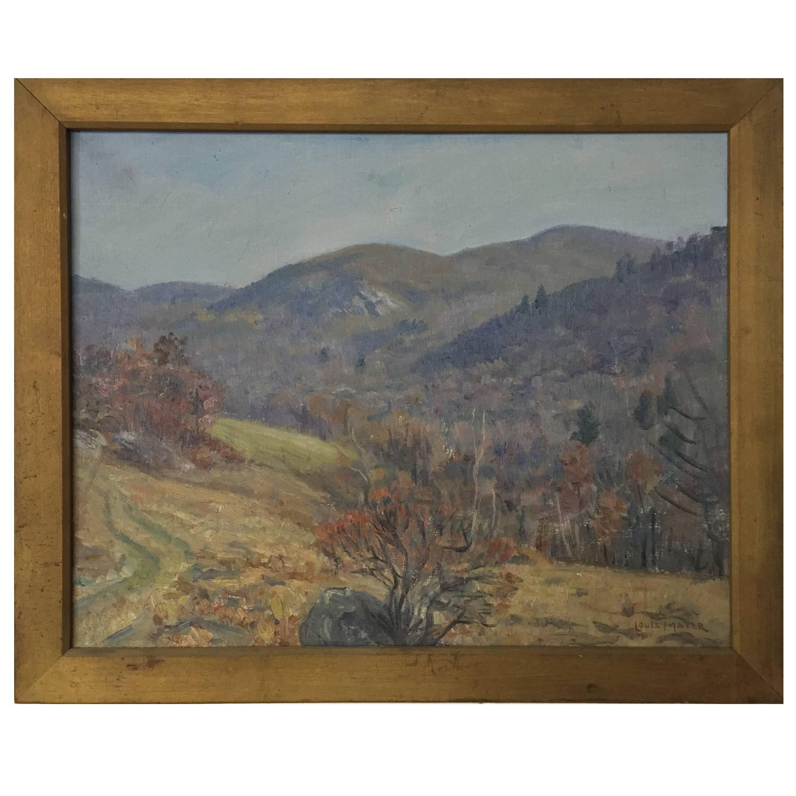 Louis Mayer Painting of Fishkill Mountain Hudson Valley, New York