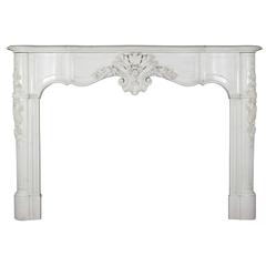 19th Century White Statuary Marble Antique Fireplace Mantel 5