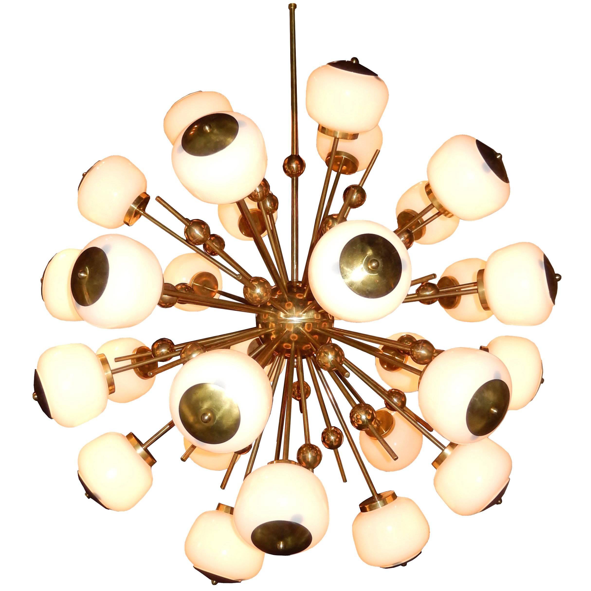 Mid-Century Modern Style, Sputnik Chandelier with Murano Glass Orbs For Sale