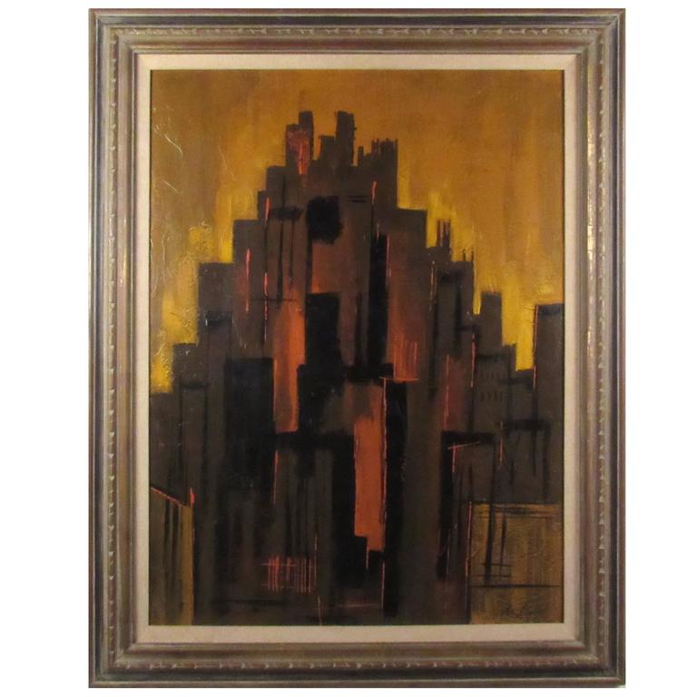 MidCentury Modern Cityscape Artwork For Sale at 1stdibs