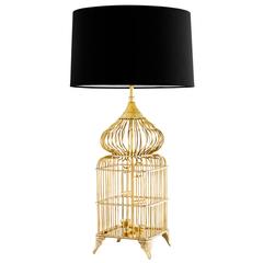 Table Lamp Bird Cage in Polished Brass or in Nickel Finish