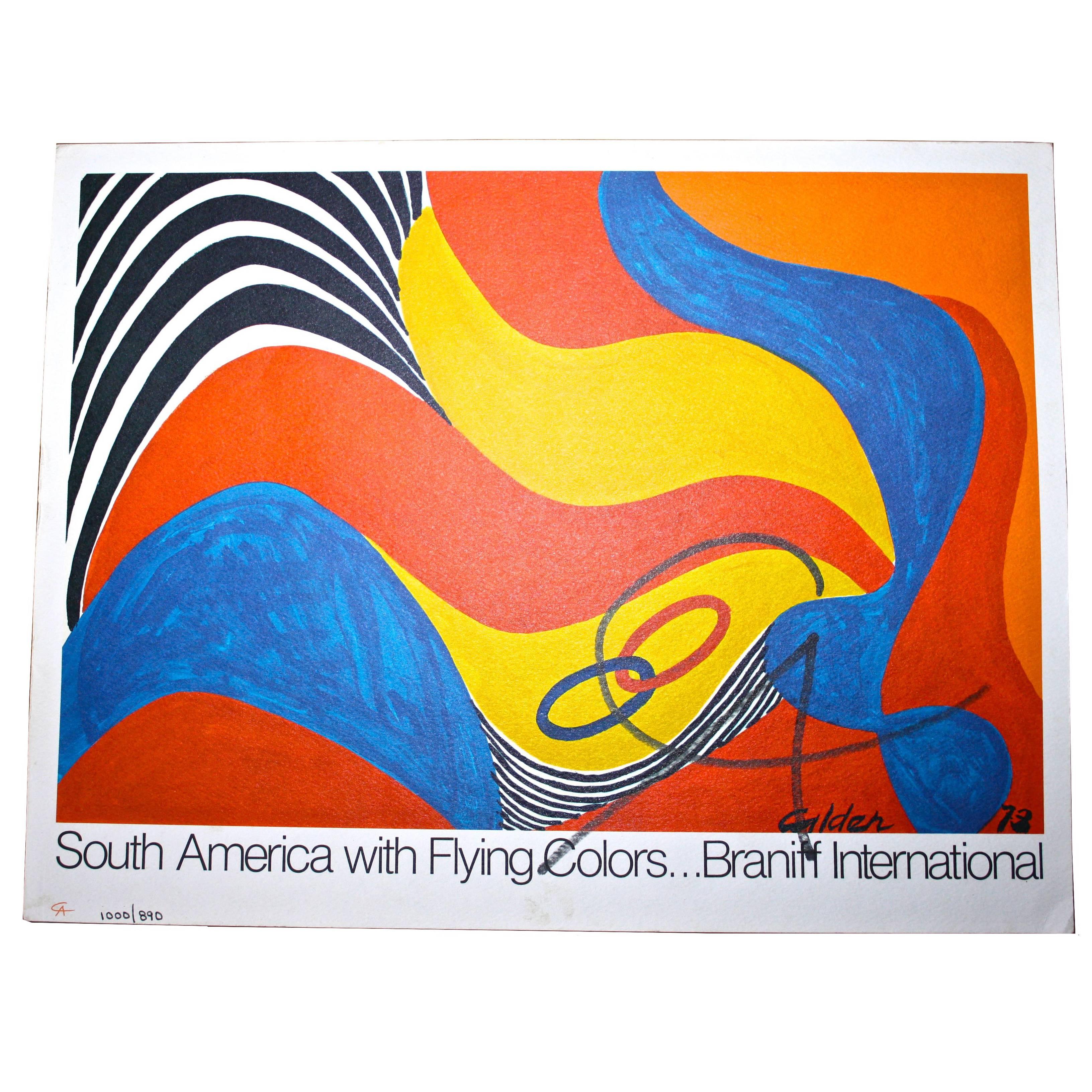 Calder signed lithographic poster, 'South America with Flying Colors' For Sale
