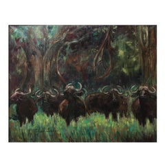 « African Buffalos » (buffles africains) Art Déco de Jeanne Thiais Loubris, 1938