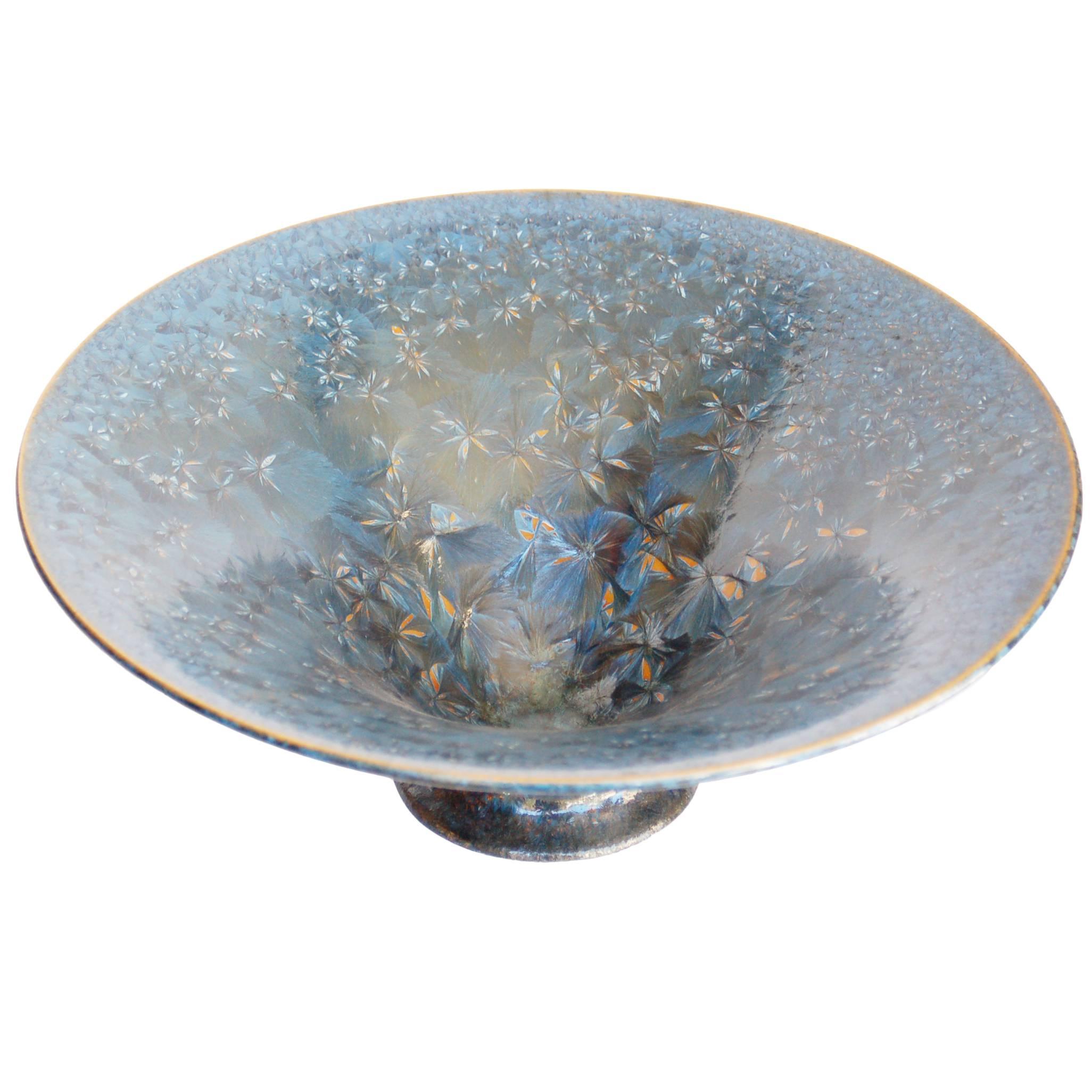 Blue Crystal Glazed Porcelain Bowl by Jörg Baumöller