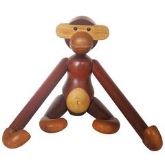 Vintage 18" Danish Articulated Teak Monkey Sculpture by Kay Bojesen