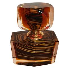 Vintage Italian Glass 'Tigers Eye' Perfume / Cologne Bottle