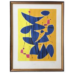 Abstract Lithograph in Colors by Gustave Singier