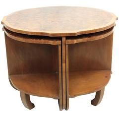 Art Deco Walnut Nest of Five Tables