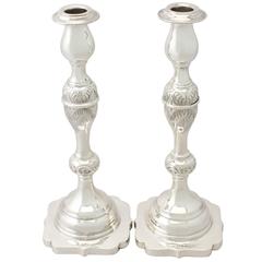 Pair of Sterling Silver Sabbath Candlesticks, Antique George V