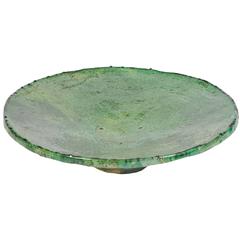 1970s North African Green Pottery Ceramic Finish Serving Dish 
