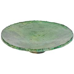 1970s North African Green Pottery Ceramic Finish Serving Dish