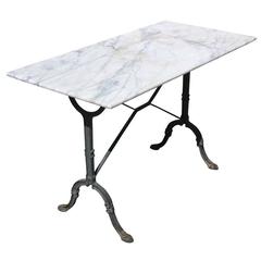  Late 19th Century French Country "Baker's" Table with Marble Top