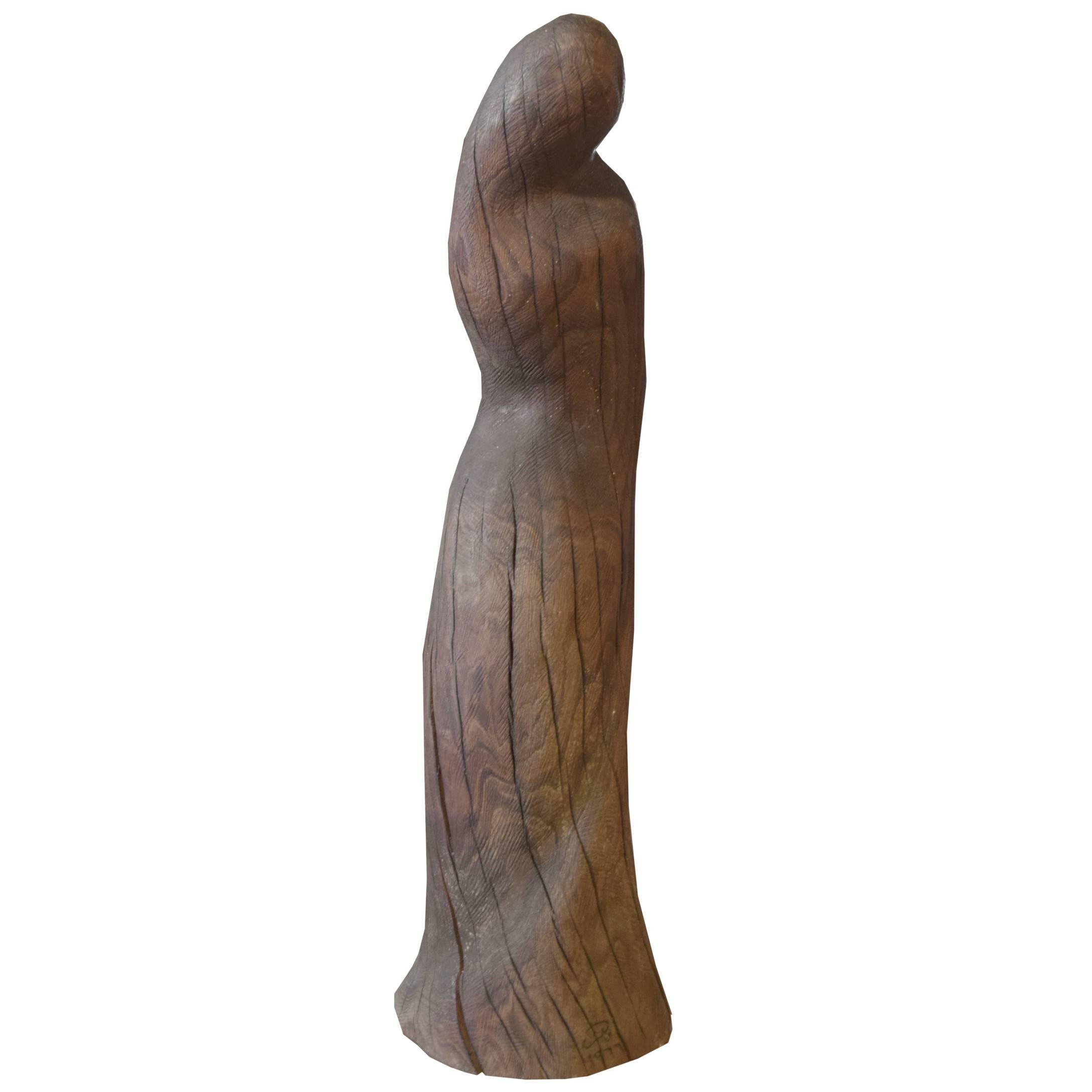 Mid-Century Carved Wood Sculpture