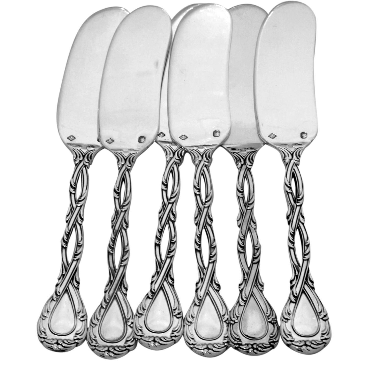 Odiot Tetard French All Sterling Silver Butter Spreader Set of 6 Pieces