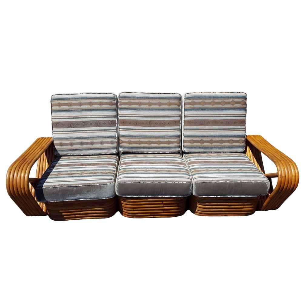 Vintage Mid-Century Rattan Frankl Style Sofa 