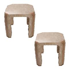Pair of Maitland Smith Marble and Brass Side Tables